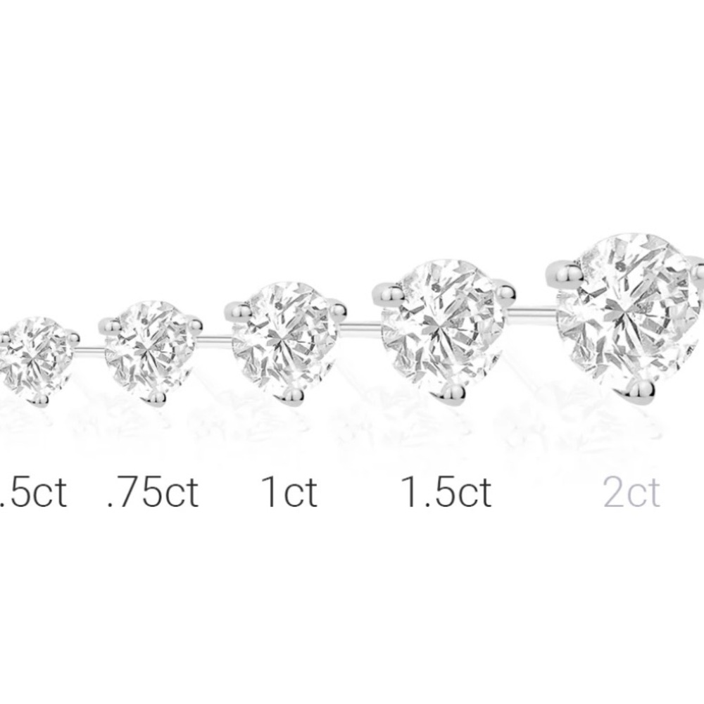 Diamond like cubic zirconia sterling silver earring studs - Picture 3 of 3